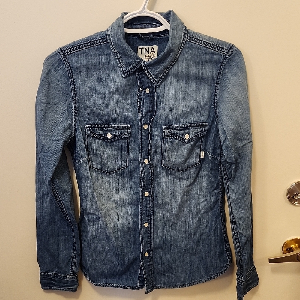 TNA Denim Button-Up Shirt - Picture 1 of 5